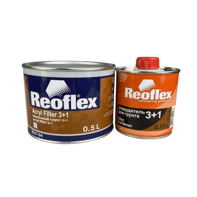 Reoflex Reoflex 2K Acrylic Primer 3+1 Gray + Hardener, 0.5+0.17l RX F-04(G)-500 + RX H-14-170 – buy in Samara | carpaint.kz