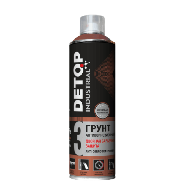 Detop Anti-corrosion primer double barrier protection DETOP No. 3, red-brown, aerosol 650 ml DTI-A07678 – buy in Samara | carpaint.kz