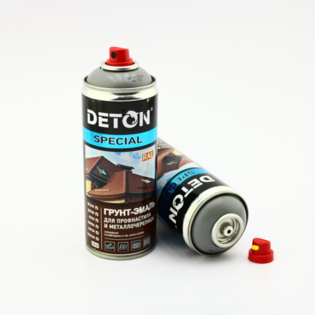 Deton RAL 7037 DETON SPECIAL - 金属瓷砖瓷漆底漆 - 灰灰色 - 气雾剂，520 毫升 DTN-A07321 图片 – 萨马拉 | carpaint.kz