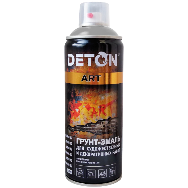 Грунт-эмаль для художественных и декоративных работ DETON ART черный, матовый, аэрозоль 520 мл DTN-A70668 – купить в Самаре | Deton | carpaint.kz
