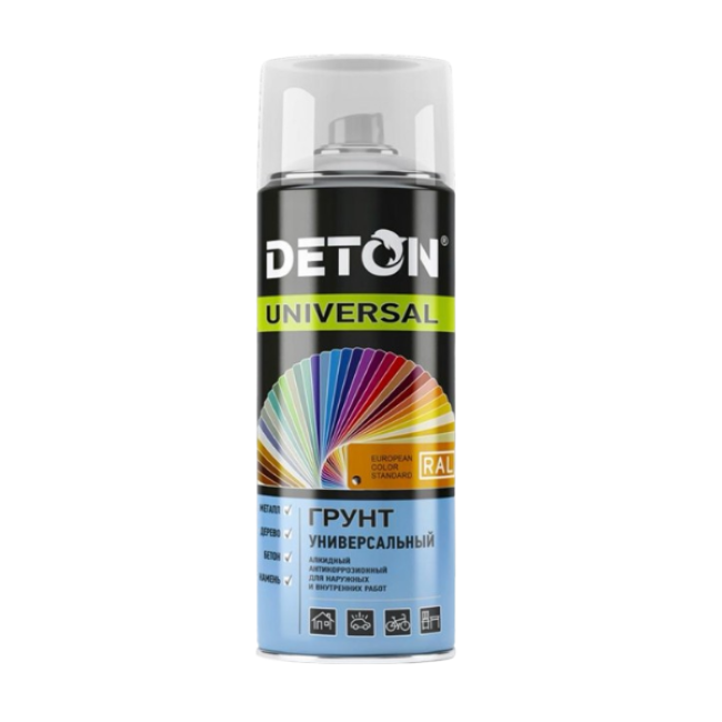 Deton Alkyd primer DETON UNIVERSAL - Light gray, weather-resistant, aerosol, 520 ml DTN-A46791 – buy in Samara | carpaint.kz
