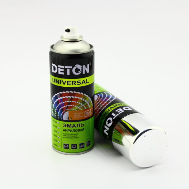 Deton Universal U9021 Aerosol paint Deton Universal color Chrome, glossy, acrylic, 520 ml Deton  – buy in Samara | carpaint.kz