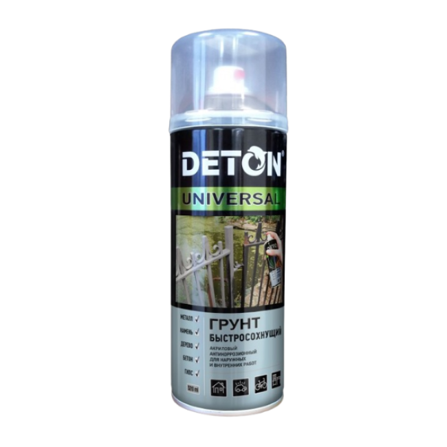 Deton 丙烯酸底漆 DETON UNIVERSAL - 灰色，快干，气雾剂 520 毫升 DTN-A07642 图片 – 萨马拉 | carpaint.kz