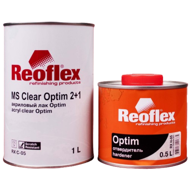 Reoflex Лак 2К МS Clear Optim 2:1 Акриловый + Отвердитель МS, 1л + 0,5л RX C-05-1000 + RX H-05-500 – купить в Самаре | Reoflex | carpaint.kz