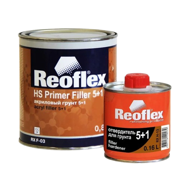 Reoflex 2K акрилді праймер 5+1 ақ + қатайтқыш, 0,8л+0,16л RX F-03(W)-800 + RX H-13-160 – Самарада сатып алу | Reoflex | carpaint.kz