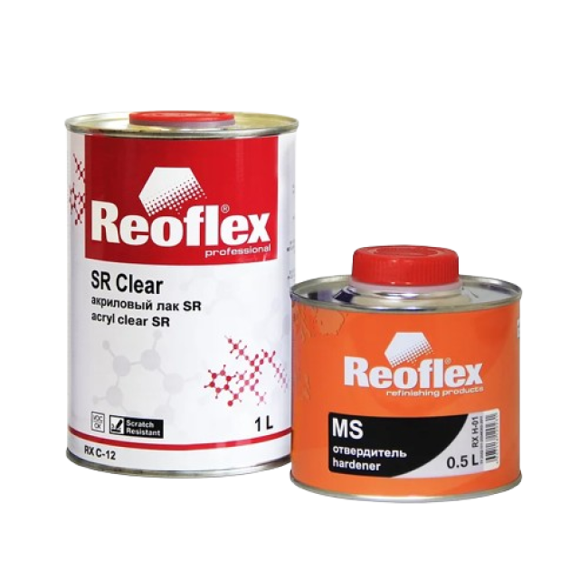 Reoflex Лак SR Акриловый + Отвердитель МS, 1л + 0,5л RX C-12-1000 + RX H-01-500 – купить в Самаре | Reoflex | carpaint.kz
