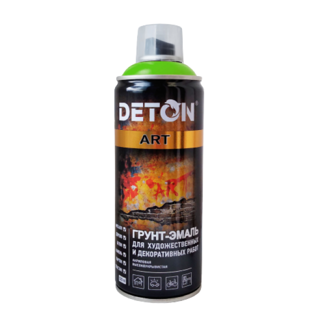 Грунт-эмаль для художественных и декоративных работ DETON ART, Зеленое яблоко, аэрозоль 520 мл DTN-A70673 – купить в Самаре | Deton | carpaint.kz