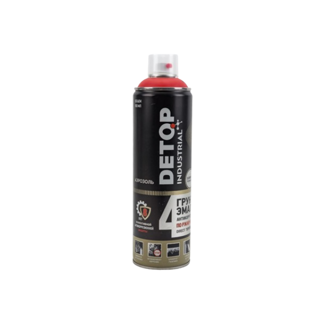 Detop RAL 3000 DETOP №4 - Rust primer-enamel 3 in 1 - Red - Aerosol DTI-A07716 – buy in Samara | carpaint.kz