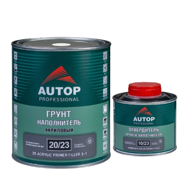 AUTOP 20/23 - 2K Грунт-наполнитель акриловый 3+1 - Черный, комплект с отвердителем, 1.0+0.33л ATP-PR20/23-1/P2 + ATP-HR10/23-033 – купить в Самаре | Autop | carpaint.kz