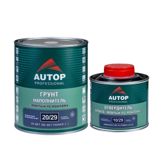 AUTOP 20/29 - 2K Грунт-наполнитель мокрый по мокрому 3+1 - серый, комплект с отвердителем ATP-PR20/29-1/P3 + ATP-HR10/29-033 – купить в Самаре | Autop | carpaint.kz